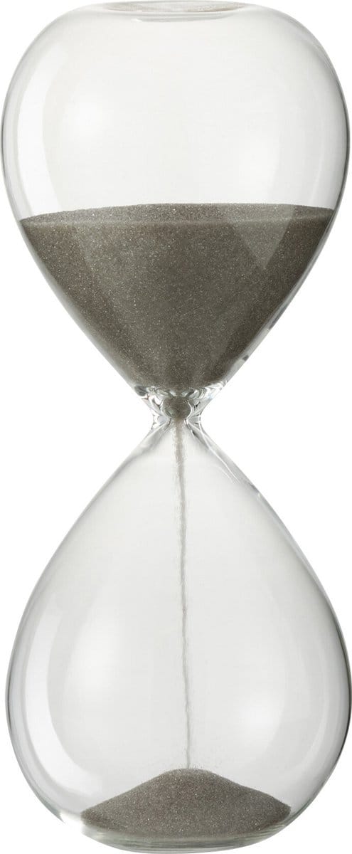 J-Line zandloper - glas/zand - grijs - small