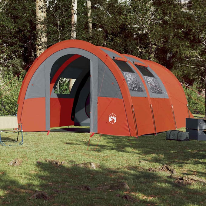Vidaxl Tente de Camping, 4 Personnes, Gris-Orange, Imperméable