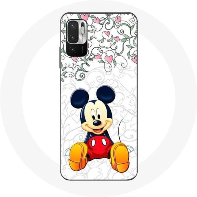 Coque - Mickey Mouse - Xiaomi Redmi Note 10 5G - Souple - Multicolore - Fleurs Cœurs pur
