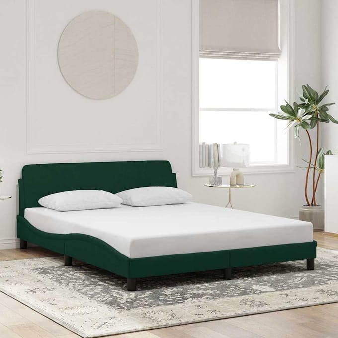 vidaXL - Bedframe - "Dover" - 160x200 - cm - fluweel - donkergroen