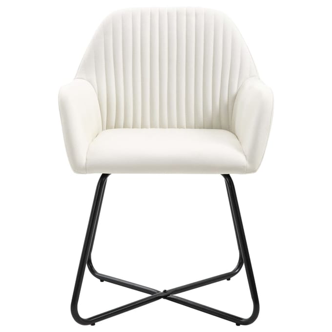 vidaXL - Eetkamerstoelen - 2 - st - stof - crèmekleurig
