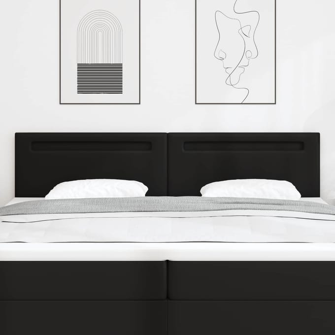 vidaXL - LED - Hoofdbord - Zwart - Kunstleer