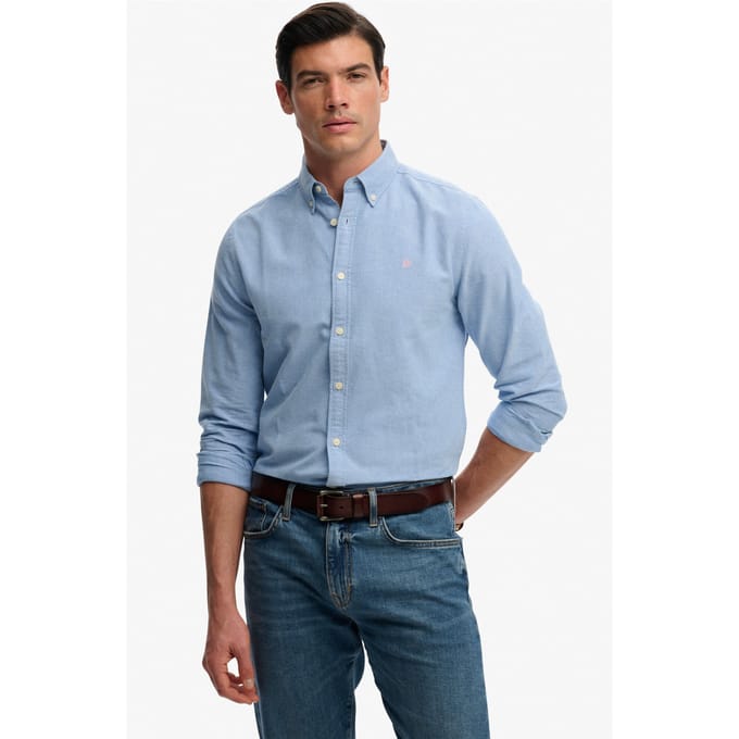 Superdry Overhemd Preppy Oxford Blue Chambray  M