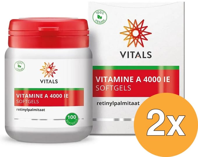 2x Vitals Vitamine A 4000 IE (100 softgels)