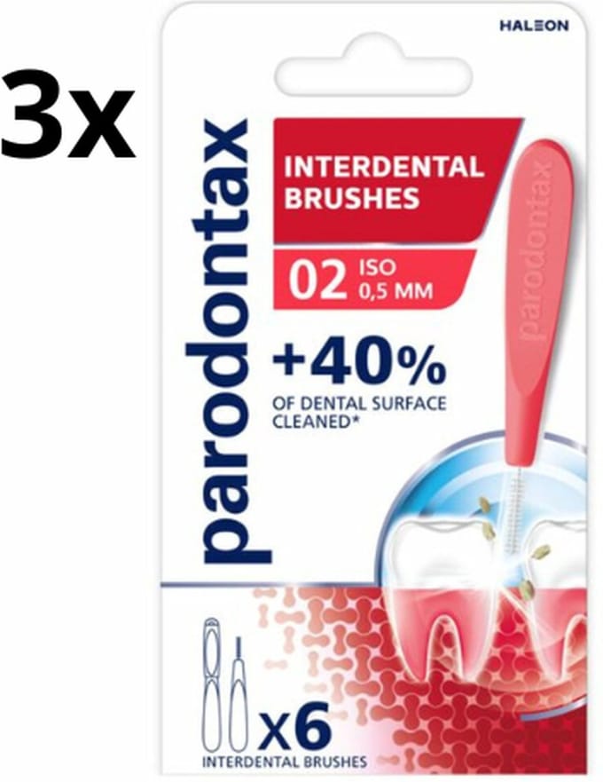 Parodontax Interdentale Ragers 0.5 mm – Maat 2 - 3 x 6 stuks - Voordeelverpakking