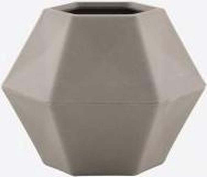 Point-Virgule geometrische vaas uit bamboevezel cementgrijs 10.8x9.5x8cm
