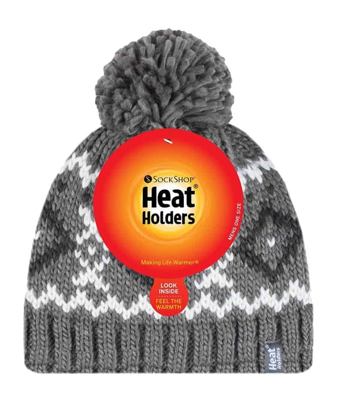 Heat Holders - Beanie Pom Pom-muts voor heren - Grijs