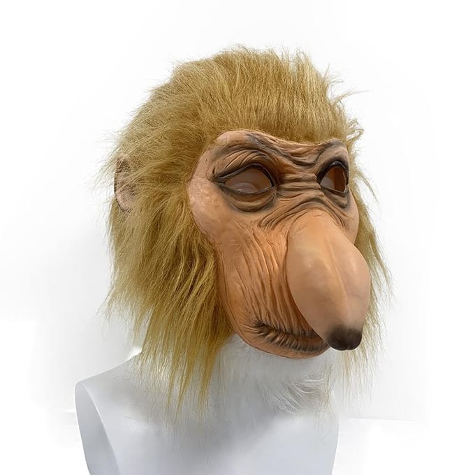 Neusaap latex masker One size fits all adults geel
