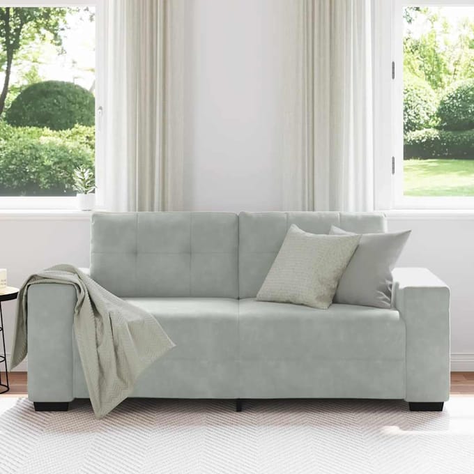vidaXL - Loveseat - bank - 180x77x82 - cm - fluweel - lichtgrijs