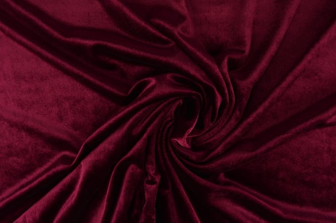 35 meter stretch fluweel - Wijnrood - 93% polyester - 7% elastaan