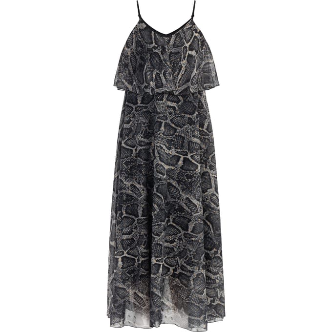 Faina Maxi-jurk met slangenprint Dames zwarte slang