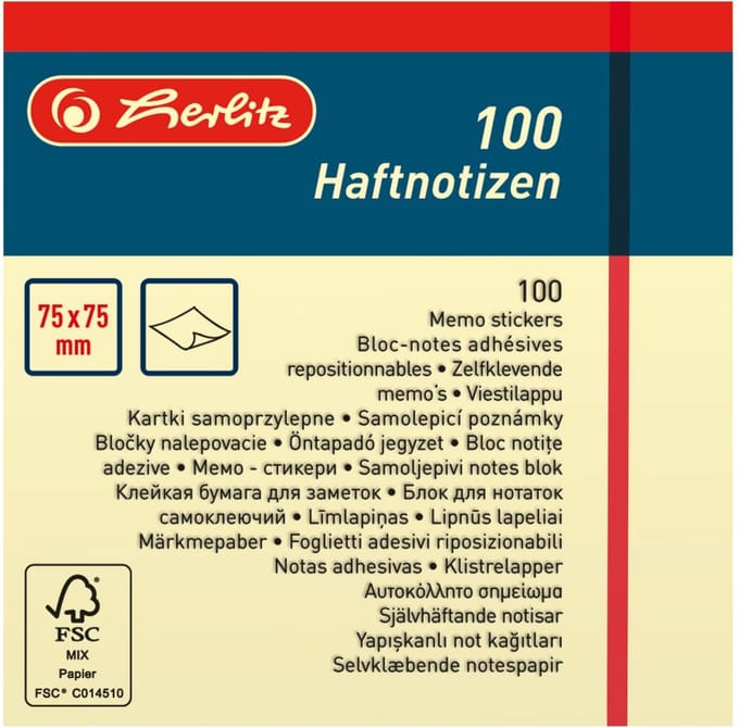 Herlitz 790287 sticker Papier Geel Verwijderbaar 1 stuk(s)