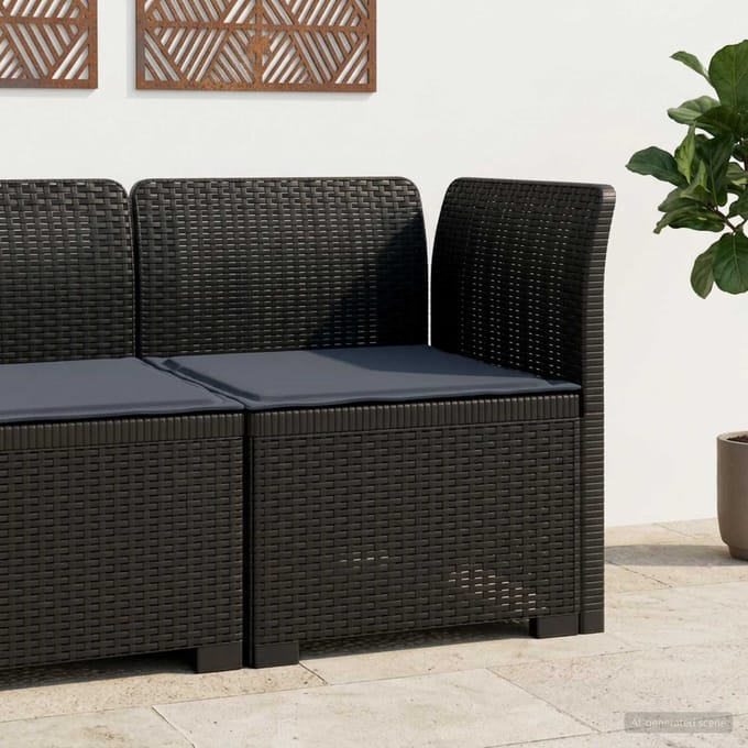 vidaXL - Eén-zits - Tuin - Sofa - met - Kussen - Rieten - Look - PP - Antraciet