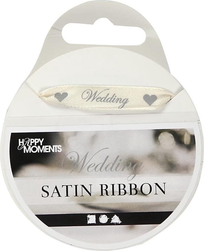 Satijnlint, B: 10 mm, off-white, 8 m/ 1 rol