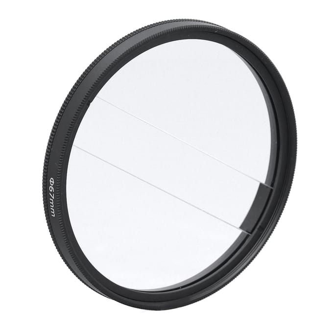 Filtre Dioptrique Double Fendu 62mm Verre Filtre Effets Spéciaux Flou Demi-Lune Double pour Sans Miroir white