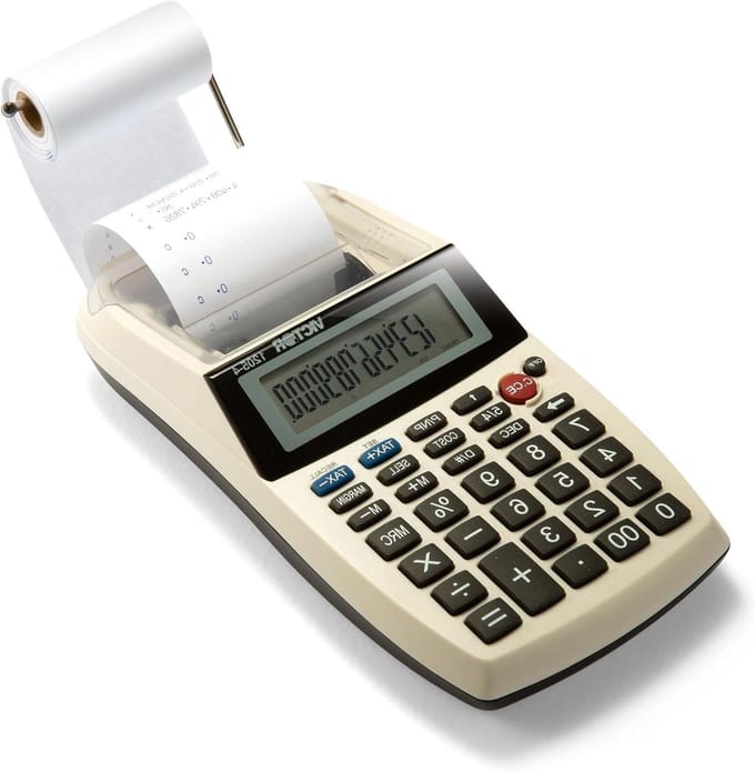Rekenmachine Printer - Desktop calculator - Kostenberekening - 12 cijfers LCD - 2 regels/sec - Zwart