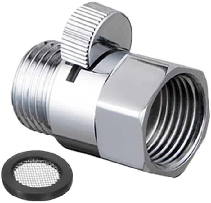 Allecto - Silver Douchekop Afsluitklep van Massief Messing - Waterstroomregulator