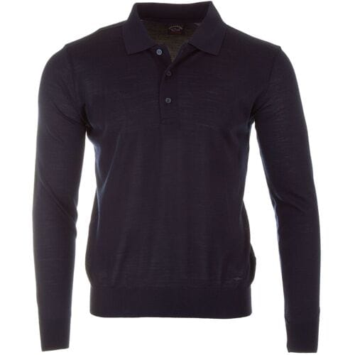 Paul & Shark Trui Merino Extrafine Button Collar Navy / male