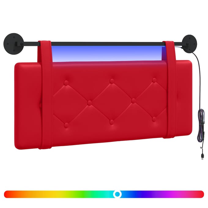 vidaXL - Hangend - hoofdbord - Met - LED-verlichting - Rood - Kunstleer