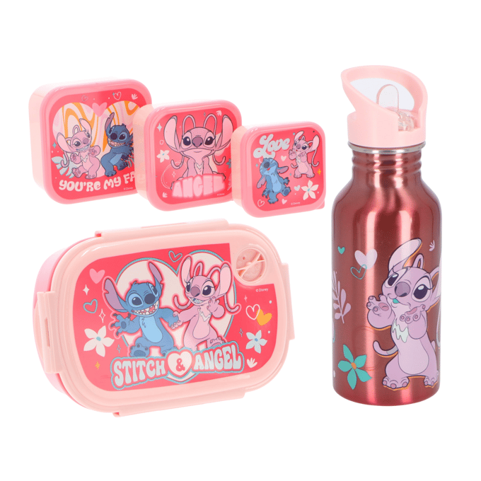 Lilo & Stitch Lunchset 5-delig - Drinkfles - Lunchbox - 3 Snackboxen