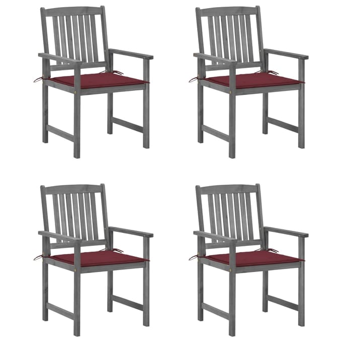 vidaXL - Tuinstoelen - 4 - st - met - kussens - massief - acaciahout - grijs