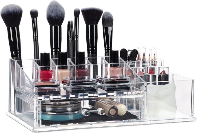 Make-up organizer 16 vakken - transparant - stevig - 1 stuk