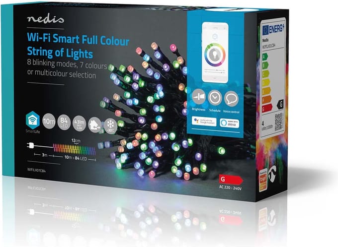Nedis SmartLife-kerstverlichting - Koord - Wi-Fi - RGB - 84 LED's - 10.0 m - Android / IOS