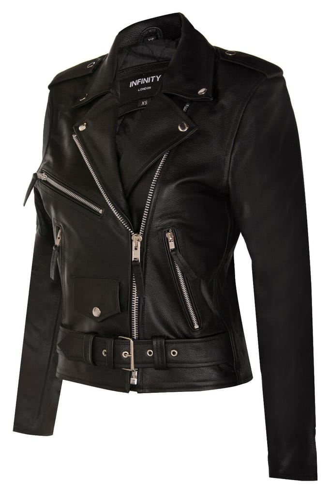 Dames rundleer bikerjack-Mansfield