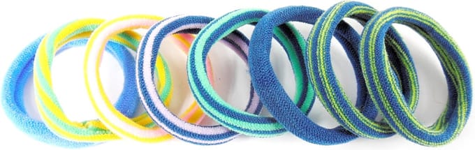 Badstof elastiek blauw-groen-roze-geel-paars