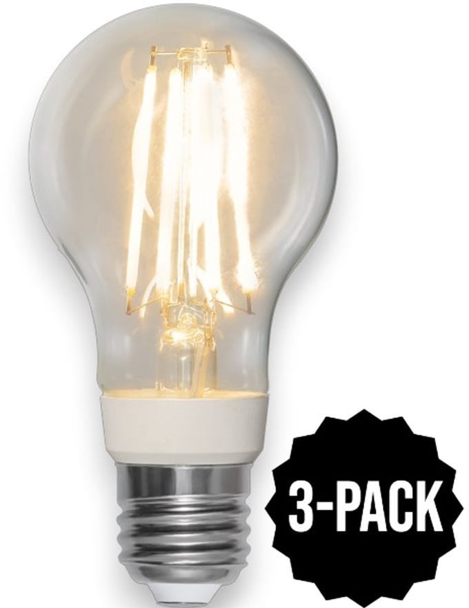 3-Pack | LED lamp met sensor - E27 - 8W - Extra Warm Wit - 2700K - Filament - Helder