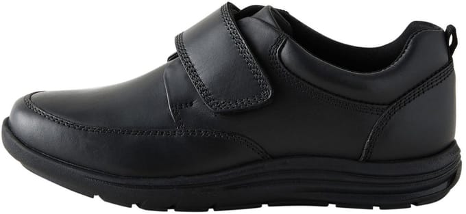 Next - Jongens - 1 paar leren schoolschoenen met klittenbandsluiting, brede pasvorm (G) - Zwart