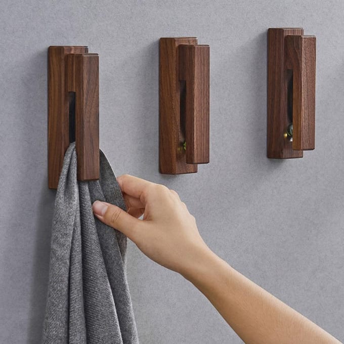 Wand Handdoekrek Hout Haken voor Keuken Badkamer Type 2