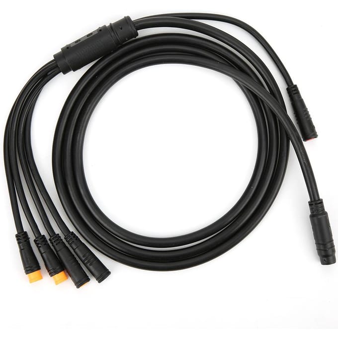 1 voor 5 Geïntegreerde Fietskabel met Lichtfunctie voor Ebike Waterdichte Controller black