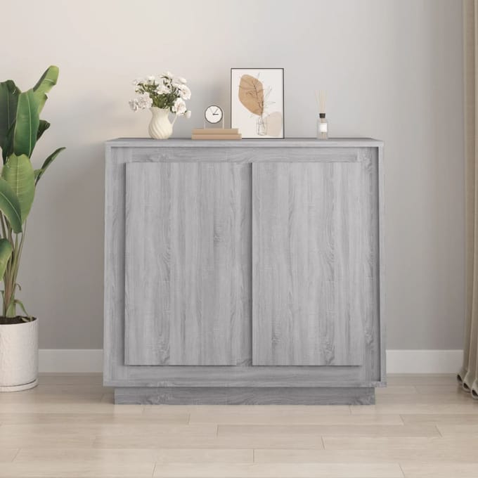 vidaXL - Dressoir - 80x34x75 - cm - bewerkt - hout - grijs - sonoma - eikenkleurig