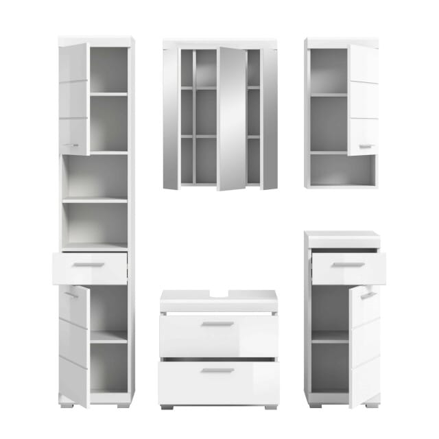 Scout badkamercombinatie wit hoogglans MDF TZ wit NB - 37x164x191cm