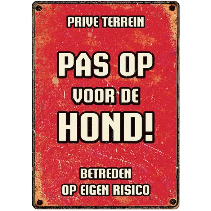 Horka - Waakbord - Pas Op Voor De Hond - Metaal