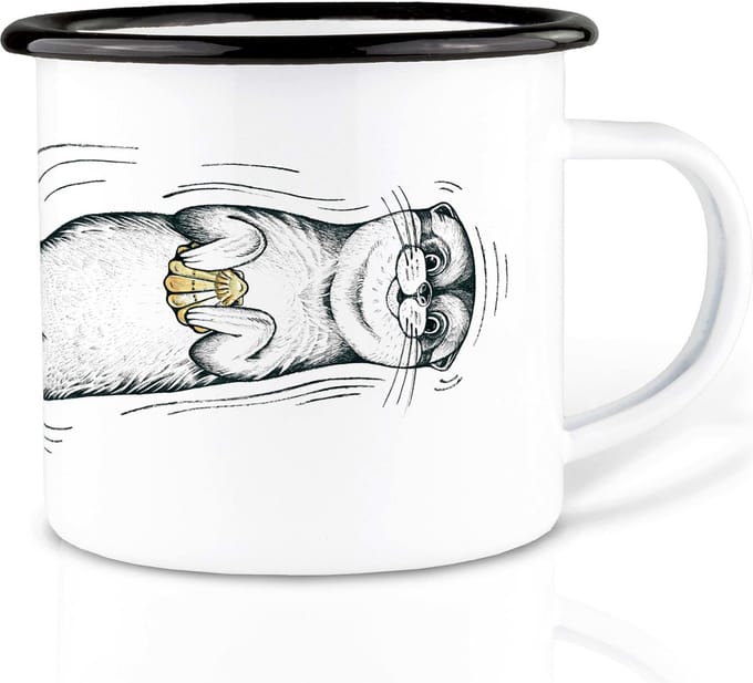 Handgemaakte emaille mok Clam 300ml