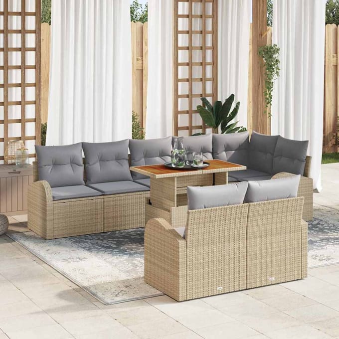 vidaXL - Tuinbank - Set - 9 - st - beige - en - lichtgrijs