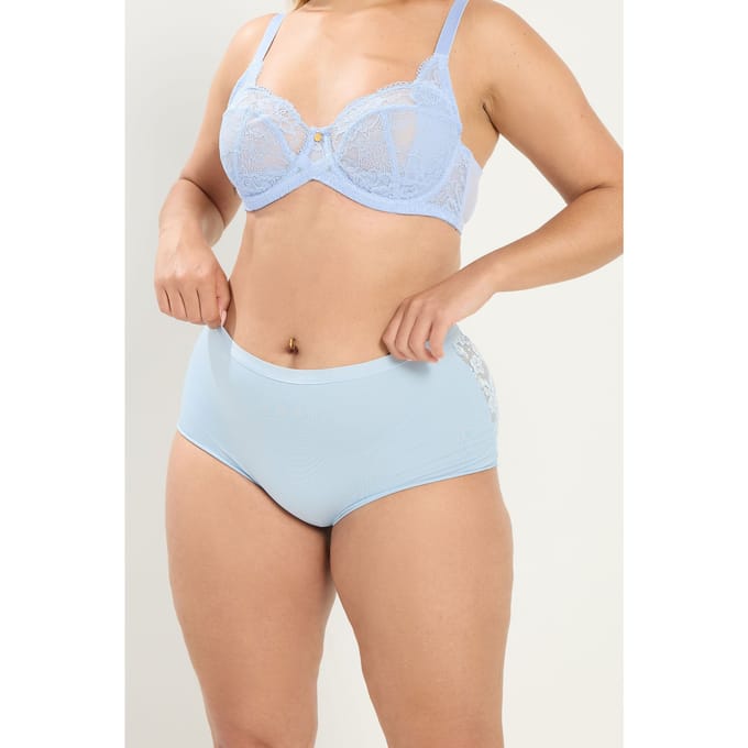 Yours 3 Pack Roze En Blauwe Kanten Slips Met Volledige Dekking Size 62-64