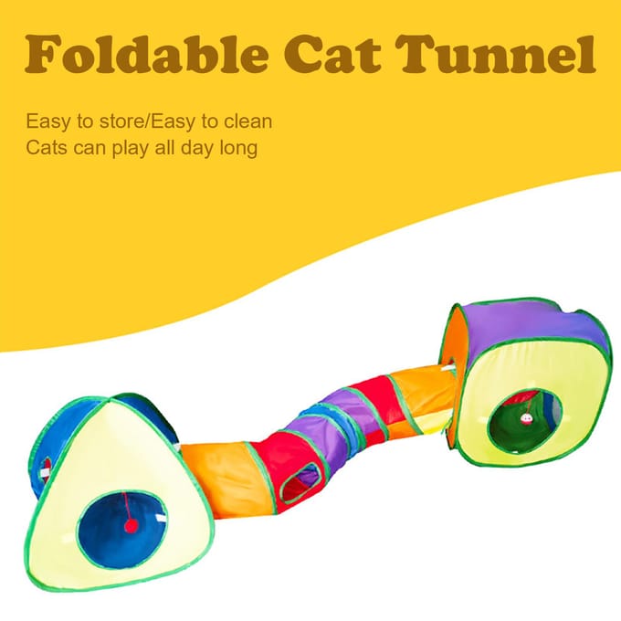 Kattentunnel en kubuscombinatie voor binnenkatten met speelbal Opvouwbaar interactief kijkgaatje Cat veelkleurig