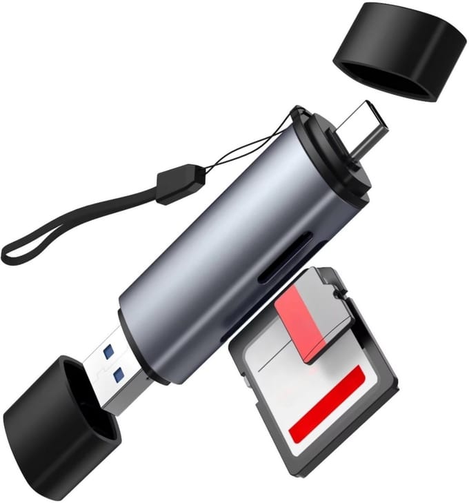 Nereb® USB-C SD en MicroSD-kaartlezer - USB 3.0 - Aluminium Behuizing - Card Reader