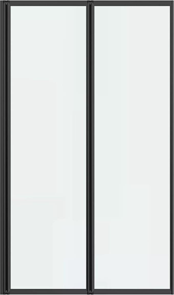 Vente-unique Vouwbaar badscherm van metaal – Matzwart – Industriële stijl – 80 x 140 cm – DISTRICT