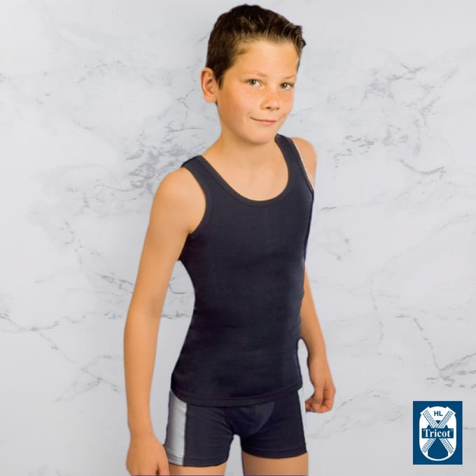 HL Tricot - Jongens onderhemd Xander - Maat 176 - Jongens - GRIJS -