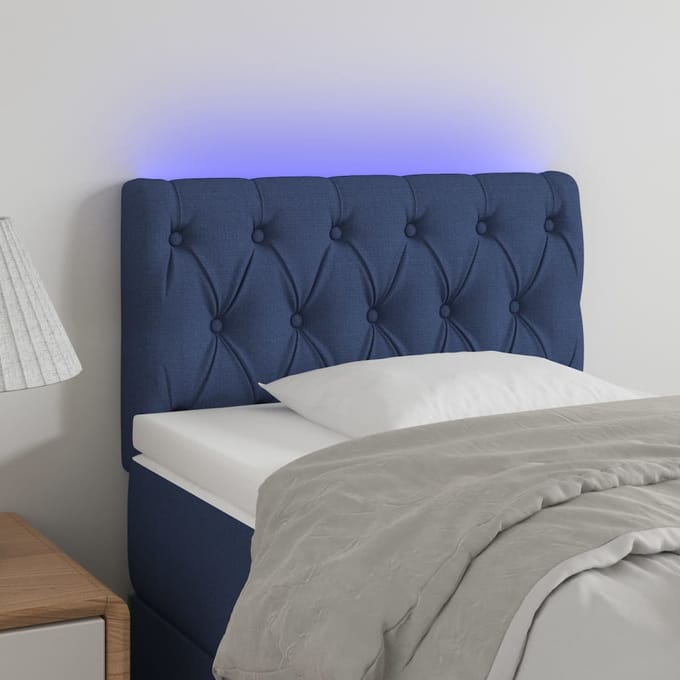 vidaXL - Hoofdbord - LED - 80x7x78/88 - cm - stof - blauw