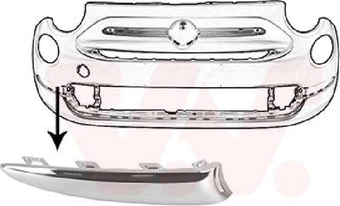 Fiat 500, 2015 - - voorbumperlijst, chroom, rechts