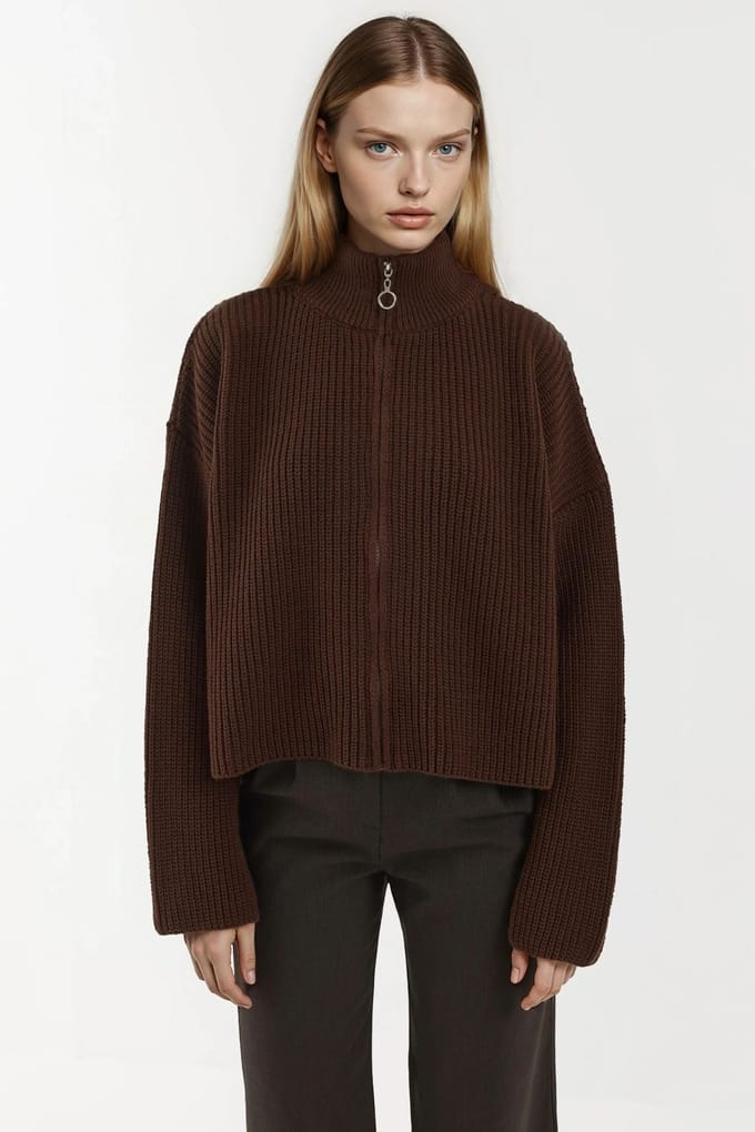 Ritssluiting Relaxed Fit Gebreide Cardigan