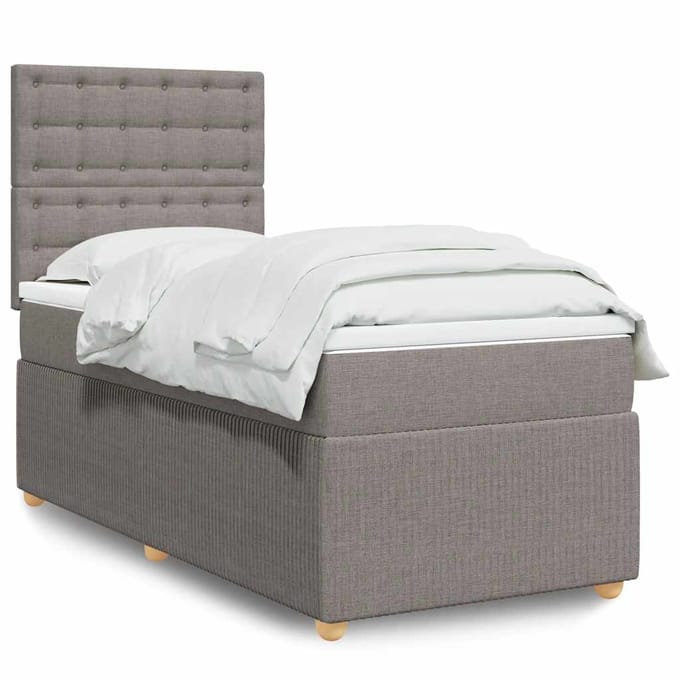 vidaXL - Boxspring - met - matras - stof - taupe - 100x200 - cm