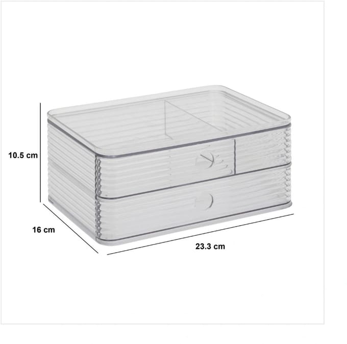 Stijlvol badkamer bakje met 2 lades Five® - Plastor - Transparant
