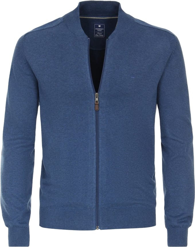 Redmond heren vest katoen - opstaande kraag - blauw (middeldik)