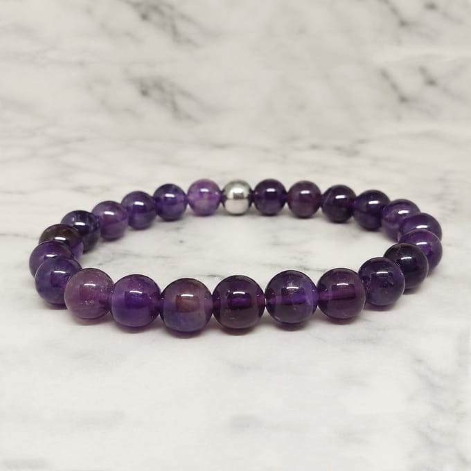 Mei's - Handmade Gems - armband dames - amethist paars - polsmaat 16 cm